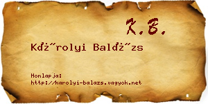 Károlyi Balázs névjegykártya
